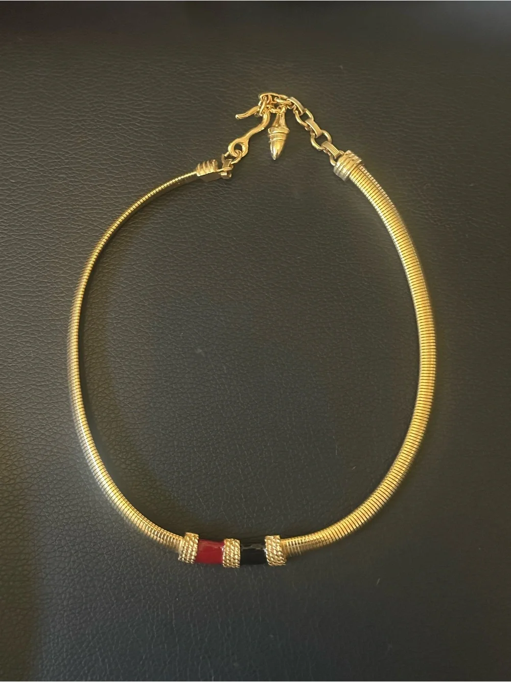 Monet Gold-Tone Choker Necklace with Red Accent Bead